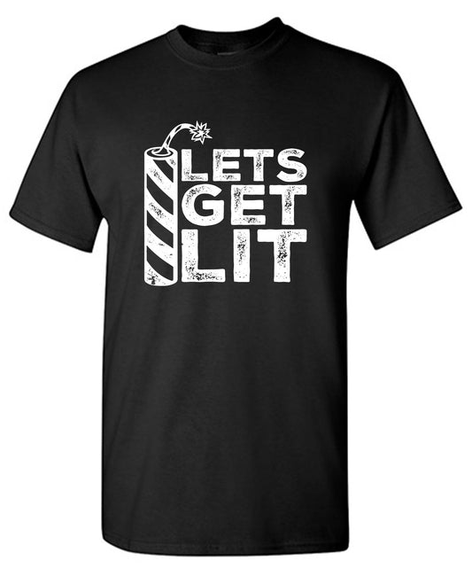 Funny T-Shirts design "Lets Get Lit, Funny 4th of July Shirt"