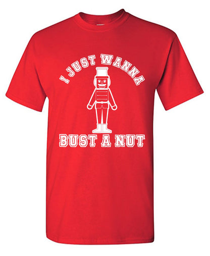 Funny T-Shirts design "I Just Wanna Bust a Nut Funny Christmas"